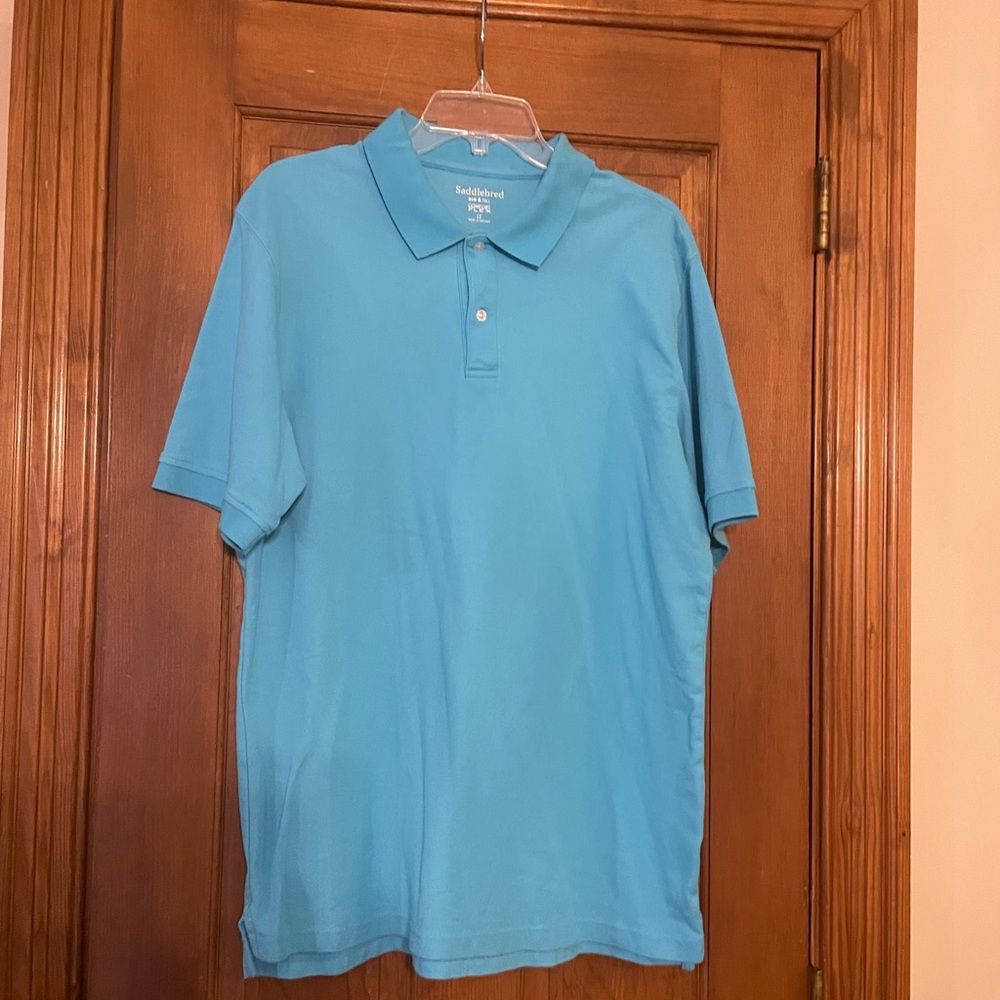 Saddlebred‎ Big & Tall Comfort Flex Vibrant Blue Men’s Polo Shirt, Size LT